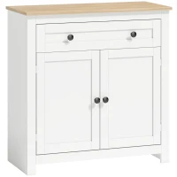 HOMCOM Sideboard Küchenschrank mit Schublade, Doppeltür, Verstellbarer Einlegeboden, für Wohnzimmer, 78,5 x 35 x 80 cm Weiß(m-1)