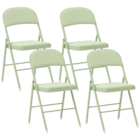 HOMCOM Conjunto de 4 Cadeiras Dobráveis Estofadas em Veludo com Estrutura em Aço e Encosto para Espaços Pequenos, Verde