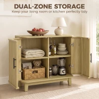 HOMCOM 80cm Sideboard Buffet Cabinet, Storage Cabinet with 2 Curved Doors, Adjustable Shelf and Legs for Dining Room, Oak(m-6)