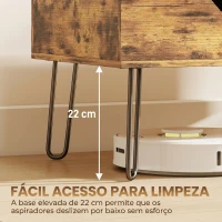 HOMCOM Mesa de Centro com Tampo Elevatório e Compartimento Oculto Pés de Aço 95x50x40 cm Castanho Rústico(m-6)