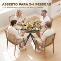 HOMCOM Mesa de Jantar Redonda para 2 Pessoas com Pernas em Aço Cruzadas Ø80 x 75 cm, Castanho(m-4)