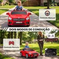 AIYAPLAY Carro Elétrico Infantil Mercedes-Benz SL500 12V Vermelho com Comando à Distância, 2 Motores e Suspensão(m-6)