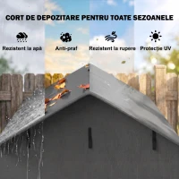 Outsunny Adăpost de Grădină 1.1x2 m cu Ușă Rulabilă, Cort Garaj pentru Biciclete și Motociclete, Gri Închis(m-4)