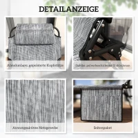 Outsunny Sonnenliege klappbar Gartenliege mit Kopfkissen, Liegestuhl mit 4-Fach verstellbare Rückenlehne Seitentasche Schwarz(m-6)