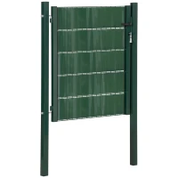 HOMCOM Porta de Vedação de Jardim Aço com Tecido Opaco Maçaneta de Fechadura 3 3 Chaves Porta de Vedação para Exterior Pátio Terraço 97x150cm Verde(m-1)