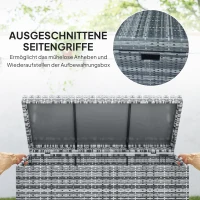 Outsunny Rattan Auflagenbox 380L wetterfest Kissenbox mit Deckel Stauraum UV-beständig 130 x 61 x 65 cm Dunkelgrau(m-8)