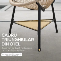 Outsunny Set de 2 Scaune Acapulco din Ratan, Structură din Oțel, pentru Balcon și Verandă(m-7)