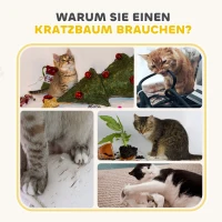 PawHut Kratztonne, 79 cm hoch, Ø45 cm, dreistöckige Katzentonne mit Sisalseil, Katzenhöhle, für große Katzen, Khaki+Braun(m-7)