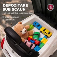 AIYAPLAY Mașinuță de Împins pentru Copii cu Licență Fiat, Muzică, Claxon, Anti-Răsturnare și PP, Alb(m-6)