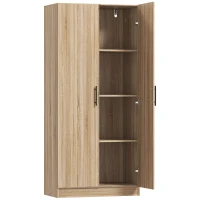 HOMCOM Bufet Modern de Bucătărie cu 2 rafturi reglabile și uși cu închidere amortizată, 75x40x165 cm, lemn(m-1)
