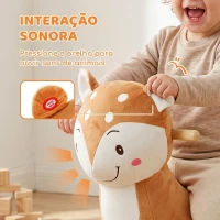 AIYAPLAY Cavalo de Baloiço para Bebés 12-36 Meses em Forma de Veado com Base Larga, Sons e Cinto de Segurança, Castanho-Escuro(m-4)