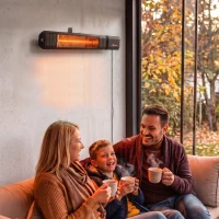 Outsunny 2000 W Electric Infrared Patio Heater, IP65 Outdoor Garden Heater with APP/Touch/Remote Control, 9 Heat Settings, Black(m-8)