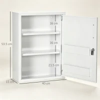 kleankin Dulap pentru medicamente de perete cu 2 rafturi și 2 chei, din oțel, 40x15x53,5 cm, alb(m-3)