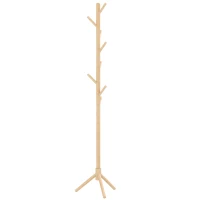 HOMCOM Cabide de Pé de Madeira com 8 Ganchos para Pendurar Roupa e Bolsas Forma de Árvore para Corredor Entrada 40x40x165 cm Natural(m-11)