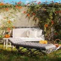 Outsunny Feldbett faltbar Campingbett mit Matratze Kopfkissen Seitentasche 185 x 68 x 37 cm bis 150 kg Hellgrau(m-9)