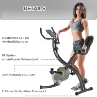 HOMCOM Heimtrainer X-Bike 2-in-1 Fahrradtrainer Trimmrad mit 1 Paar Spannseilen(m-7)