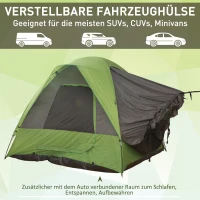 Outsunny Autozelt, Campingzelt, Reisezelt, für 4-5 Personen, Glasfaser Polyester, Grün, 300 x 300 x 230 cm(m-4)