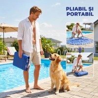 PawHut Colac Plutitor pentru Câini Gonflabil, Pliabil, pentru Câini Mici și Medii, Albastru(m-5)