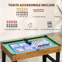 SPORTNOW Masă de Joc 13 în 1 cu Fotbal de Masă, Ping Pong, Air Hockey, Biliard, Șah și Alte Jocuri, Nuc(m-8)