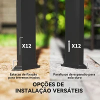 Outsunny Pérgola de Jardim de Alumínio 3x3 m com Teto Retrátil e Lateral Enrolável UPF30+ Pérgola para Exterior Cinzento(m-7)