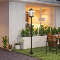 Outsunny 2 Candeeiros Solares de Exterior com Painel Solar Acendimento Automático Impermeável IP44  23,5x23,2x184 cm Preto(m-9)