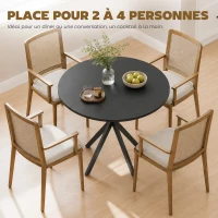 HOMCOM Table à Manger Ronde pour 2 Personnes avec Plateau Aspect Bois et Piètement Croisé en Acier, Noir(m-4)