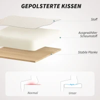 HOMCOM Gepolsterter Bürostuhl, Schreibtischstuhl in Leinenoptik, goldfarbene Beine, höhenverstellbar, Beige(m-4)
