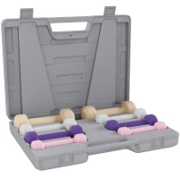 HOMCOM Conjunto de Halteres de 8 Peças 2x0,5 kg 2x1 kg 2x1,5 kg 2x2 kg Antiderrapantes com Mala de Transporte Multicoloridos(m-1)