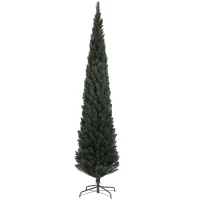 HOMCOM Brad de Crăciun Slim Înalt de 225 cm Economisitor de Spațiu cu 538 Ramuri cu Bază din Oțel pentru Interior, Verde(m-12)