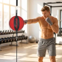 SPORTNOW Support de boxe double-end pour entraînement avec élastique bungee, boucle de réglage, montage Clip-on(m-4)
