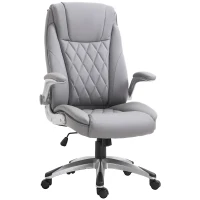 Vinsetto Bürostuhl Ergonomischer Drehstuhl Computerstuhl mit Wippfunktion höhenverstellbar mit Kopfstütze und gepolsterte Armlehnen Kunstleder Grau 70 x 71 x 113–121 cm(m-1)
