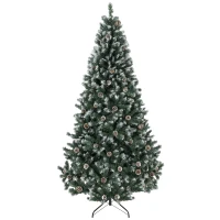 HOMCOM Brad Crăciun Artificial 210cm, 998 Ramuri Ninse Conuri Pin, Deschidere Automată, Bază Pliabilă, Verde(m-11)
