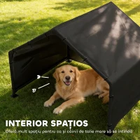 PawHut Cușcă pentru Câini de Exterior din Material Oxford, pentru Câini de Talie Mică, Medie și Mare, Negru(m-7)