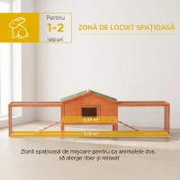 PawHut Cușcă pentru Iepuri de Exterior cu Căsuță, Rampi și 2 Țarcuri din Lemn, 309x69,5x87 cm, Portocaliu(m-12)