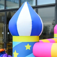 Outsunny Selbstaufblasende Hüpfburg, inklusive Gebläse, 1 Reparatur-Kit, für Kinder von 3 bis 12 Jahren, Bunt(m-9)