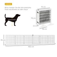 PawHut Absperrgitter für Hunde, klappbar, 432 x 36 x 70 cm, Kiefernholz, Weiß(m-3)