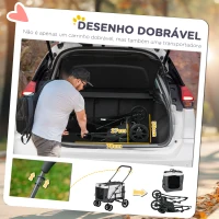 PawHut Carrinho para Animais de Estimação Carrinho para Cães Dobrável com Compartimento Desmontável 4 Portas 81x58x97,5 cm Cinza(m-6)