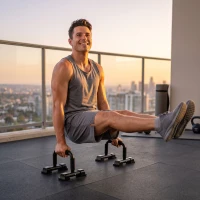 HOMCOM Dip Barren 2er Set Dip Station bis 120 kg belastbar Dip Stange Fitnessgeräte für Zuhause Parallettes Calisthenics Equipment für Krafttraining(m-8)