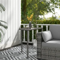 Outsunny Balkontisch, halbrund, Polyrattan+Metall, 100x50x74 cm, Grau(m-10)