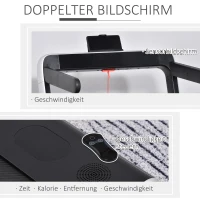 HOMCOM Elektrisches Laufband mit LED-Display Faltbares Fitnessgerät 1-12 Km/h Stahl Schwarz+Silber 134 x 66 x 107 cm(m-5)