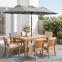 Outsunny Umbrelă dublă înclinabilă la 45° cu manivelă și orificii de aerisire, din oțel și poliester, 285x147x227 cm, gri(m-8)