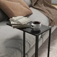 HOMCOM Măsuță de Cafea Înaltă și Industrială în Formă de C din Oțel, 46x26x60 cm, Negru(m-8)