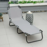 Outsunny Espreguiçadeira Dobrável Reclinável com Ângulo Ajustável de 3 Posições para Exterior Carga 120 kg 188x56x28 cm Cinza(m-2)