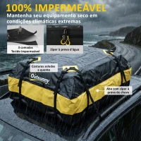 Outsunny Bolsa de Teto para Carro 425L Impermeável com 8 Correias, Tapete Antiderrapante e Ganchos para Veículos Preto e Amarelo(m-6)