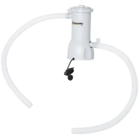 Outsunny Filtro Purificador 4.000L/H para Piscinas de 15.000L com Bolas de Filtro e Mangueiras de Conexão de 30mm Comprimento 100cm Ø21x35cm Cinza(m-11)