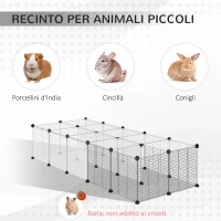 PawHut Recinto per Animali Modulabile con Pannelli 35x35 cm e Accessori, in Acciaio e PP, 140x70x70 cm, Nero(m-5)