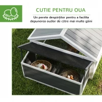 PawHut Coteț din Lemn pentru Găini cu Cuib, Acoperiș Rabatabil, pentru 4-8 Găini(m-7)