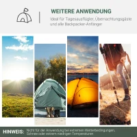 Outsunny 2-Personen-Campingzelt, Netzöffnungen, Lampenhaken, Tragetasche, Grau+Gelb(m-6)