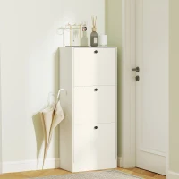 HOMCOM Sapateira Estreita com 3 Portas Sapateira para Entrada com Prateleiras Ajustáveis para 12 Pares de Sapatos 47x28x115 cm Branco(m-10)