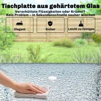 Outsunny Gartenmöbel Set Sitzgruppe 119 x 68cm Glastisch mit 6 Klappstühlen Sonnenschirm Wasserwellenmuster Grau(m-8)